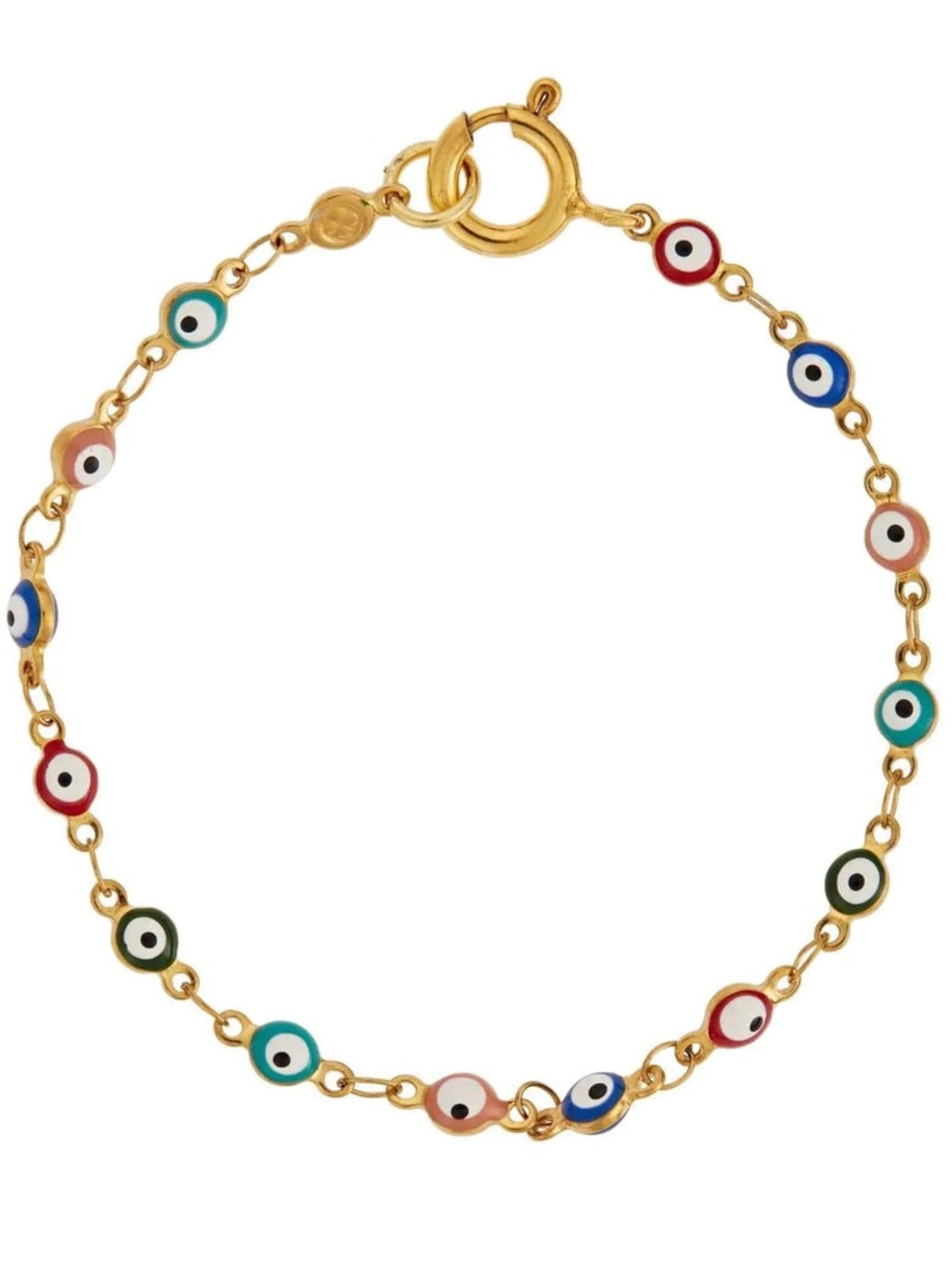 Gold Multicolor Evil Eye Chain Bracelet - Women Jewelry